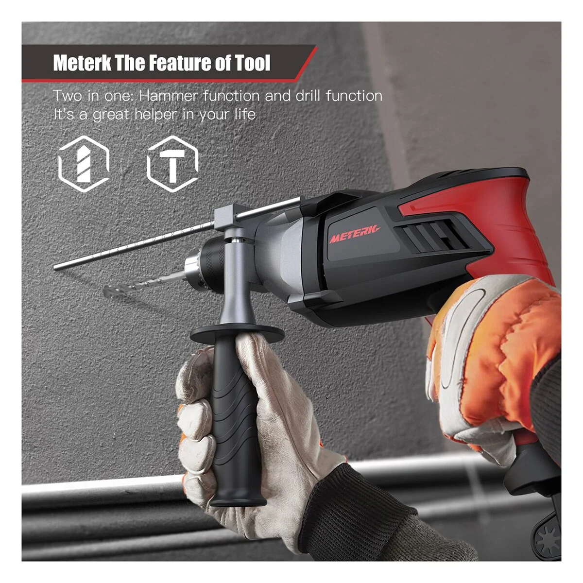 Meterk High Power Impact Drill Power Fix Tools