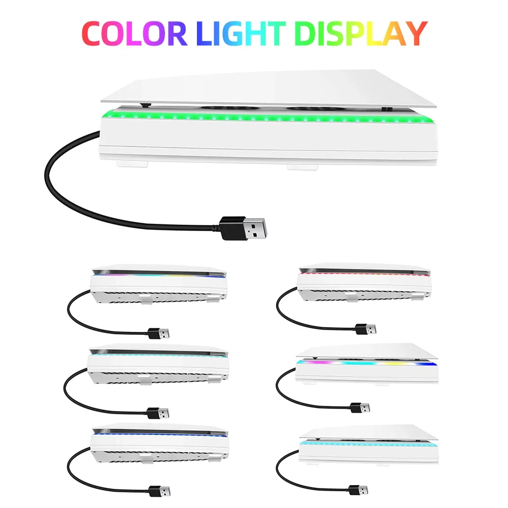 RGB 외부 호스트 냉각 선풍기, 수직 스탠드, 외부 호스트 냉각 선풍기, PS5 게임 호스트 액세서리, 2 USB 포트