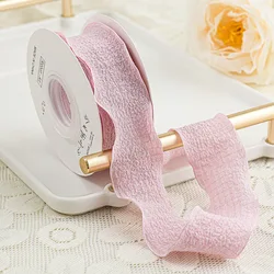 Wavy Edge Wrinkle Ribbon - 10 Yards of 25mm Voile for DIY Crafts, Gift Wrapping, and Sewing (Light pink)