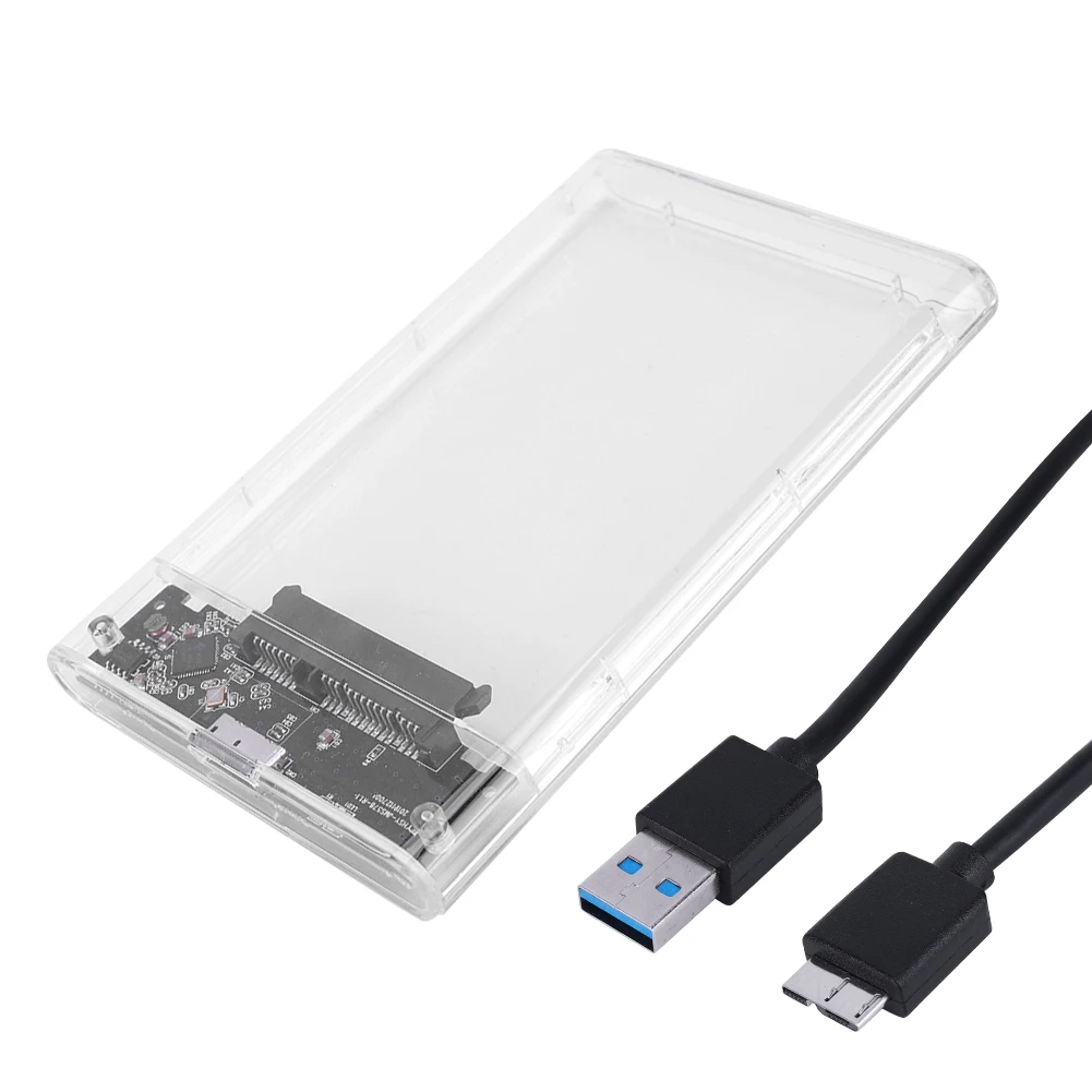 USB 3.0 SATA HDD 인클로저 지원 UASP 투명 외장 케이스, 2.5 인치, 6Gbps, 7mm, 9.5mm, 2.5 인치 SATA SSD HDD