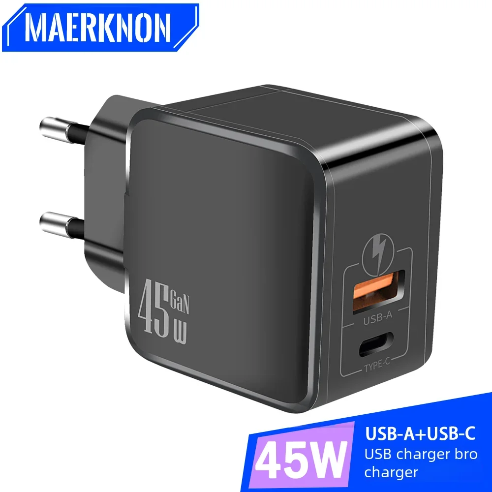 Pd 45W Gan Fast Charger Usb Tipo C Quick Charge 3.0 Adattatore Di Alimentazione Del Telefono Per Iphone 15 14 Caricabatterie Da Parete Samsung Xiaomi 