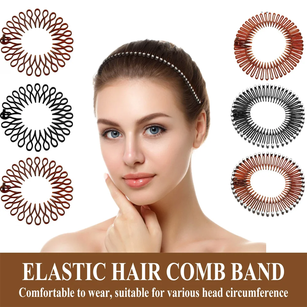 

Plastic Full Circle Stretch Flexible Comb Teeth Headband Hair Hoop Band Clip Hairband For Face Wash Fixed Hair Accessories