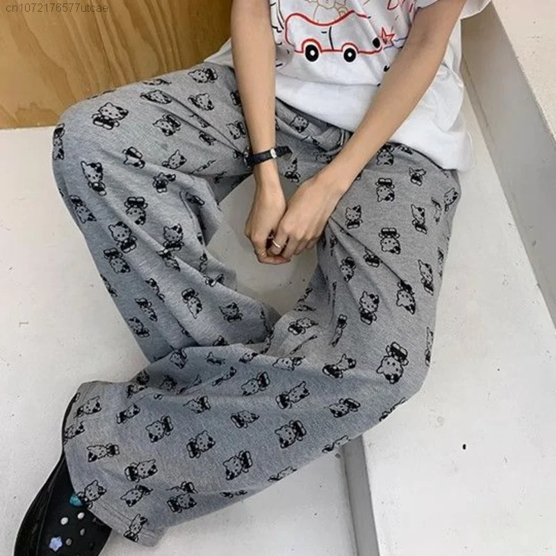 Sanrio Printed Grey Hello Kitty Casual Pants Women's Spring Sanrio Printed Grey Hello Kitty Casual Pants Women's Spring