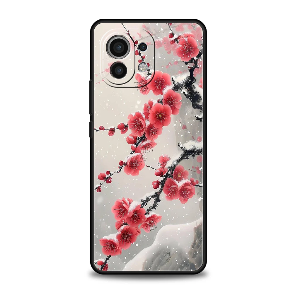 Pflaumen blüte Handy hülle für Xiaomi Mi 14 13 12 11 Ultra 13t 12t Poco C51 F3 F4 F5 X3 X4 NFC M3 Pro Lite 5g Silikon hülle Capas – Detail 6