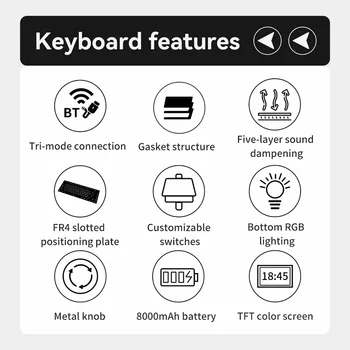 Ajazz AK980 Gaming Mechanical Keyboard with Color Screen 98 Keys RGB Bluetooth Wireless Keyboard Gamer 8000mAh For PC Laptop 2