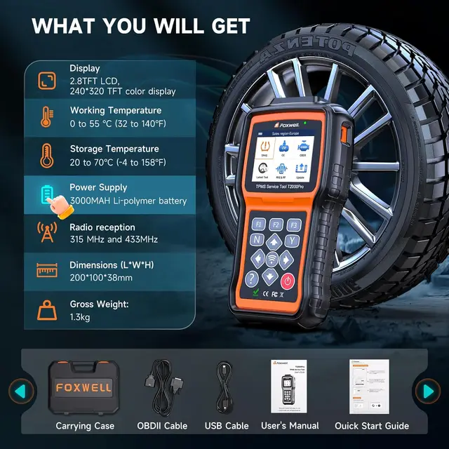 FOXWELL T2000 PRO Auto Tire Pressure Tool TPMS Relearn Activate Sensors Programming Car OBD2 Code Reader Diagnostic Tools 6