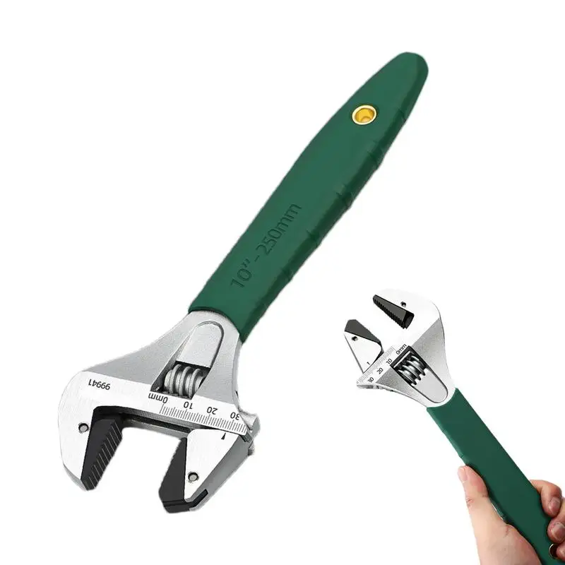 Steel Adjustable Wrench Wide Jaw Opening Plumber Tools Wrench Scale Marked Ergonomic Grip High Carbon Steel for Unclogging Pipe