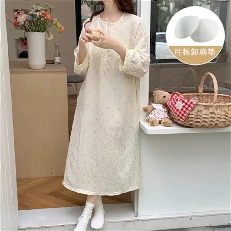 ملابس نوم صيفية طويلة للنساء، ثوب نوم بأكمام سبعة...