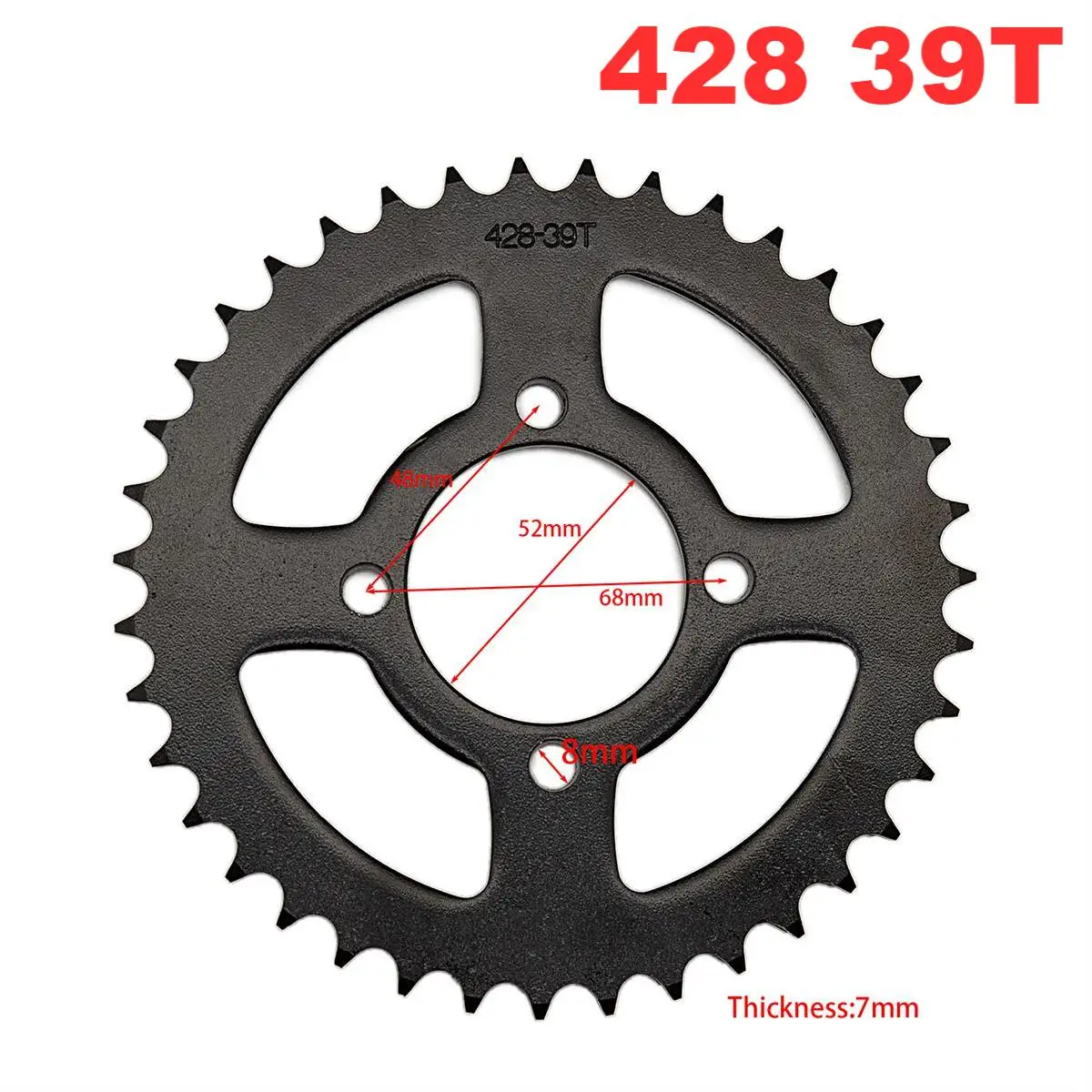 

Steel 428 39T Tooth 52mm Rear Chain Sprocket For 110cc 125cc Chinese ATV Quad Pit Dirt Bike Taotao Sunl Motorcycle