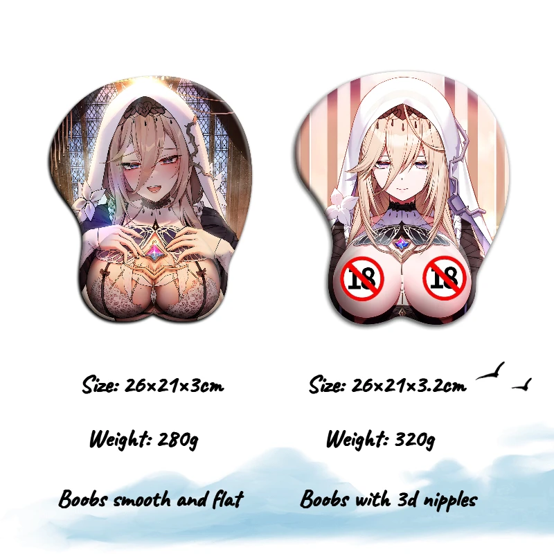 Силиконовый коврик для мыши NSFW, 3d соски, Honkai Impact, Aponia Hentai