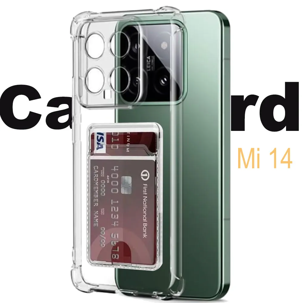 Transparent Shockproof Card Holder Wallet Case - Soft Silicone TPU Back Cover