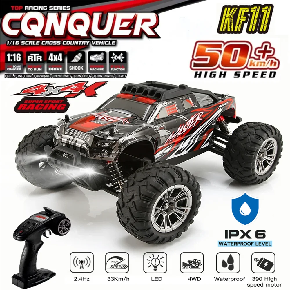 KF11 4WD 1:16 50KM/H Brushless RC Drift Off-Road Car With LED Light IPX6 Waterproof Electric High Speed Racing Outdoor Truck Toy 2