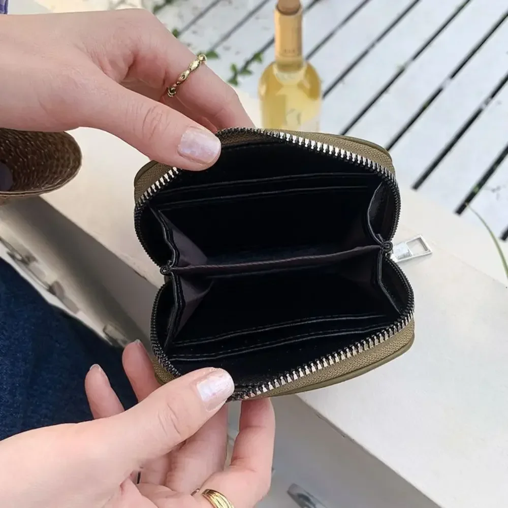 New Solid Color Fashion Women Coin Purse Leather Solid Color Vintage Short Wallet Girls Card Holder Clutch Bag