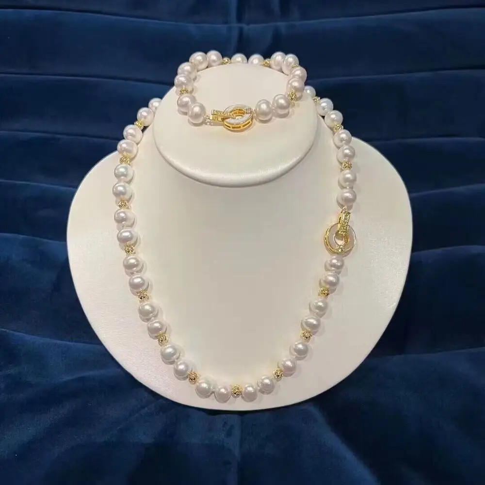 

Классическое ожерелье из круглого белого жемчуга 9-10 мм, браслет 18 дюймов, цепочка 7,5-8 дюймов, ожерелья, серебряное ожерелье, чокер