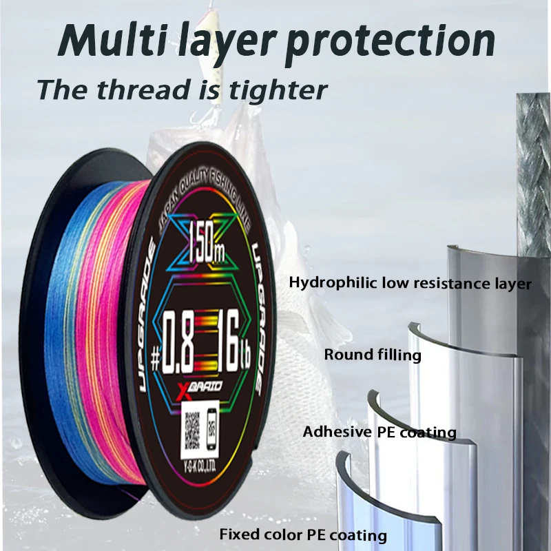 Fishing PE Line Japan ygk x8 Multicolored 150M/200M 8 Strands Braided
