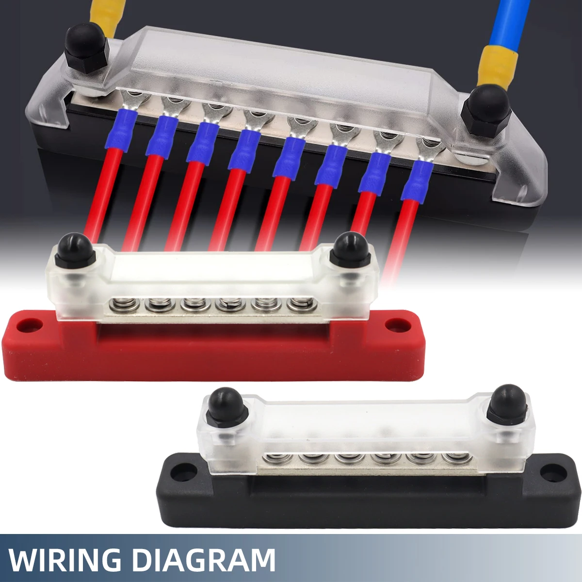 M6 12V Bus Bar 1/4 inch Power Distribution Block 150A Electrical Terminal Block Buss Bar for Truck Boat Car Camper RV power distribution block