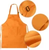 Cute Child Craft Apron and Hat Sets Household Cleaning Tools Solid Color Front Pocket Bib Apron + Elastic Band Art Cooking Cap 4