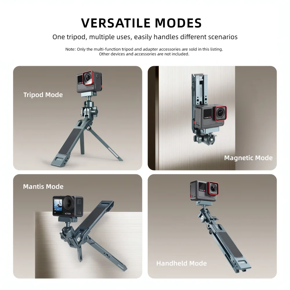 Treppiede LEAPLIGHT multifunzione magnetico girevole a 360° in alluminio con gancio pieghevole per smartphone, fotocamera e streaming live._voghion.com