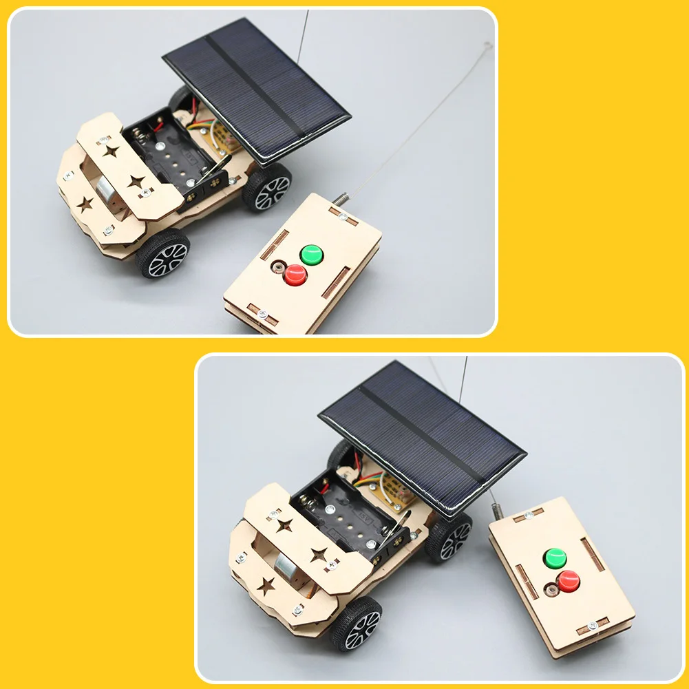 Mini coche de Control remoto inalámbrico Solar para niños, juguete educativo de ciencia, ensamblaje de Juguetes RC, modelo de vehículo de madera