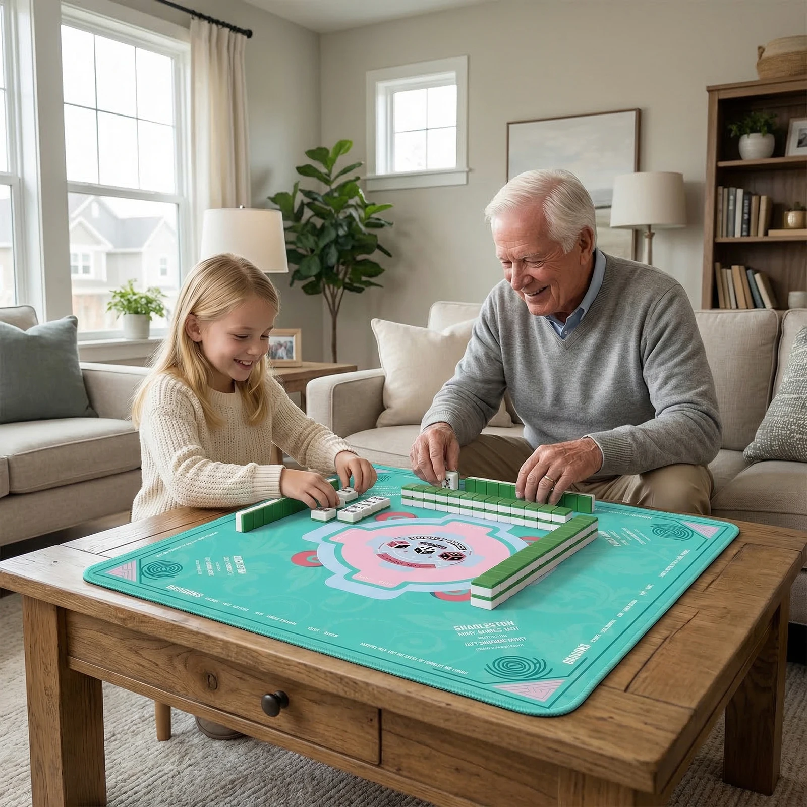 33x33In 소음 감소 마작 매트 미끄럼 방지 음소거 마작 테이블 천 방수 사각형 보드 게임 플레이 매트 친구를위한 선물