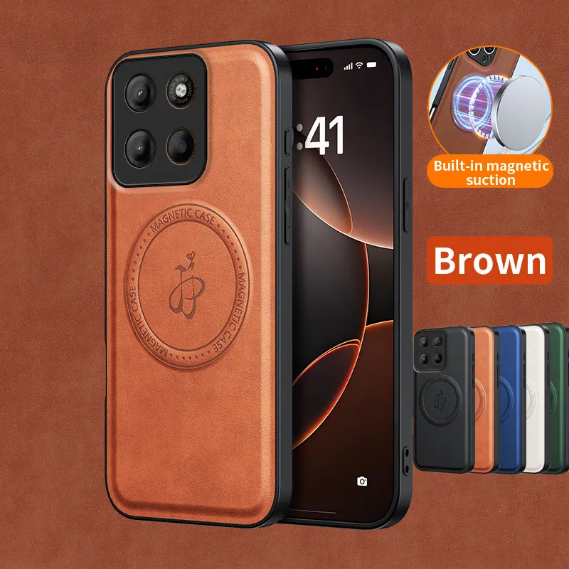 Magnetic Wireless Charging PU Leather Protective Phone Case