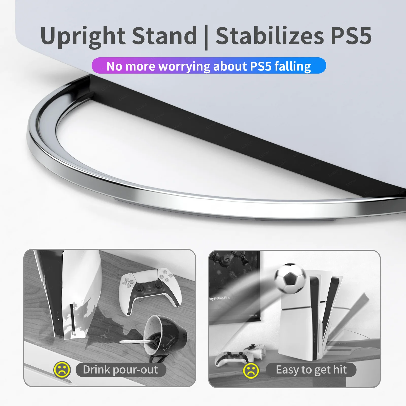 Portable Metal Vertical Stand for PS5 Slim/Pro Digital Disk Version thumbnail 4