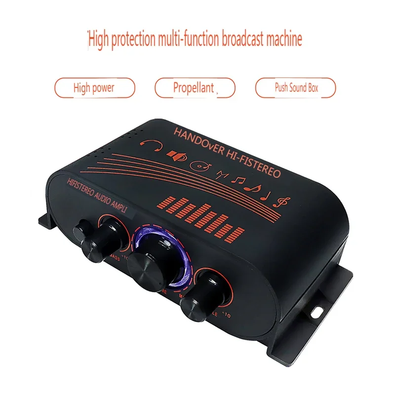 

AK170 Mini Audio Amplifier RCA Input HIFI Stereo Audio Amplifier 20W*2 Speaker Amp Dual Channel with LED Light Ring Car Home Use