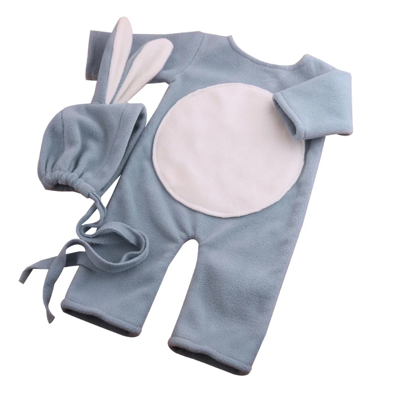

2Pcs Newborn Photography Props Set Outfit Baby Romper Hat Infants Photo Rabbit Hats Jumpsuit Bodysuit