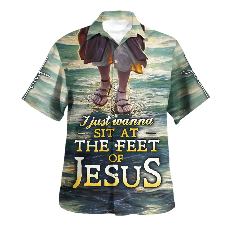 thumbnail image 1 of Camisa hawaiana personalizada de Jesucristo en estilo medieval en 3D para hombre y mujer, camisas hawaianas de playa para hombre y mujer, camisetas florales geniales de verano, 1 of 5
