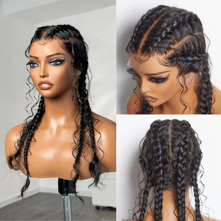 Human Hair Wig 30Inch Full Lace Frontal Transparent Lace Water Wave 180% Density End Natural Raw Indian Hair