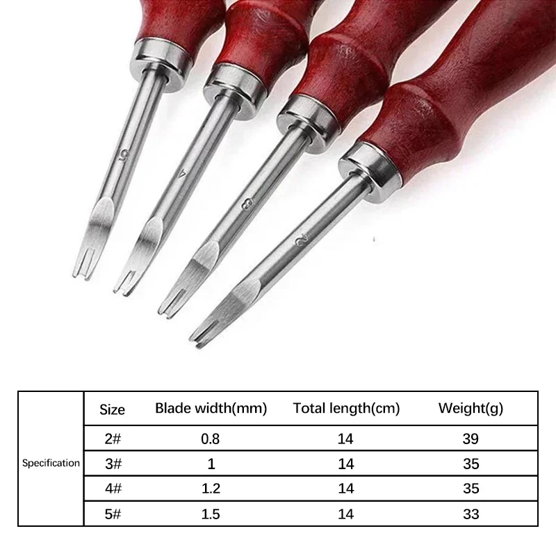 1pc 1.0/1.2 /1.4 /1.6mm Leather Edge Beveler Skiving Beveling Knife Cutting Hand Craft Tool with Wood Handle DIY Tools