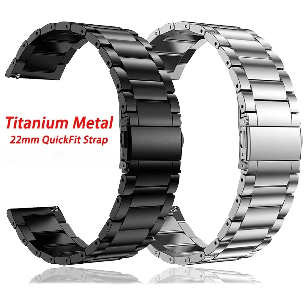 Premium 22mm Titanium Men's Metal Watchband Strap