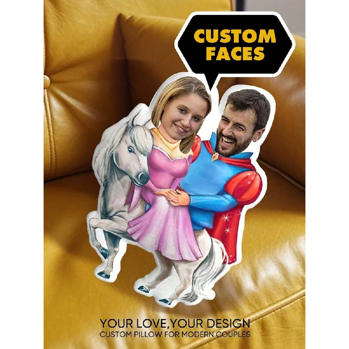 기사 스타일의 맞춤형 사진 인쇄 커플 베개 1개, 발렌타인데이, 할로윈, 크리스..
