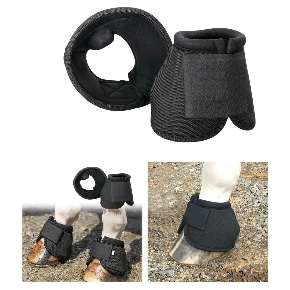 

1pair Black Horse Feet Guards Durable Oxford Fabric Horse Boots Tear Resistant Sturdy Hoof Wrists Protector