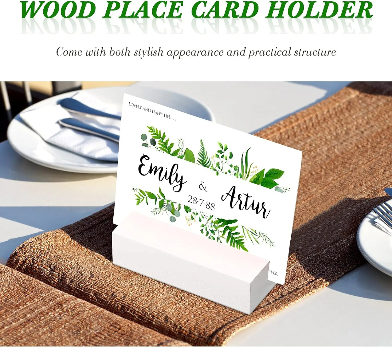 12 pcs Wood Place Card Holders Wood Sign Holders Table Number Holder Stands Name Card Holder for Wedding Party Events Decor