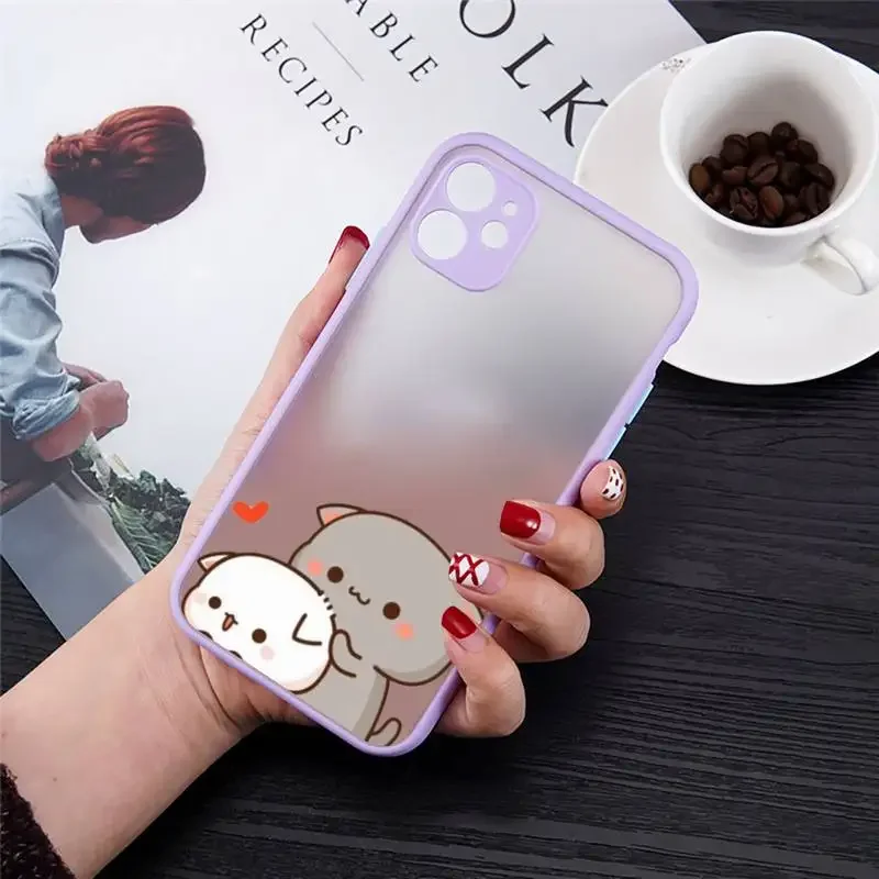 Cartoon Peach Mochi Cat Shockproof Phone Case Cover