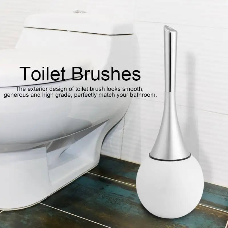Toilet Brush Creative Bathroom Toilet Scrub Cleaning Brush Holder Set with Stainless Steel Base Universal WC Accessory