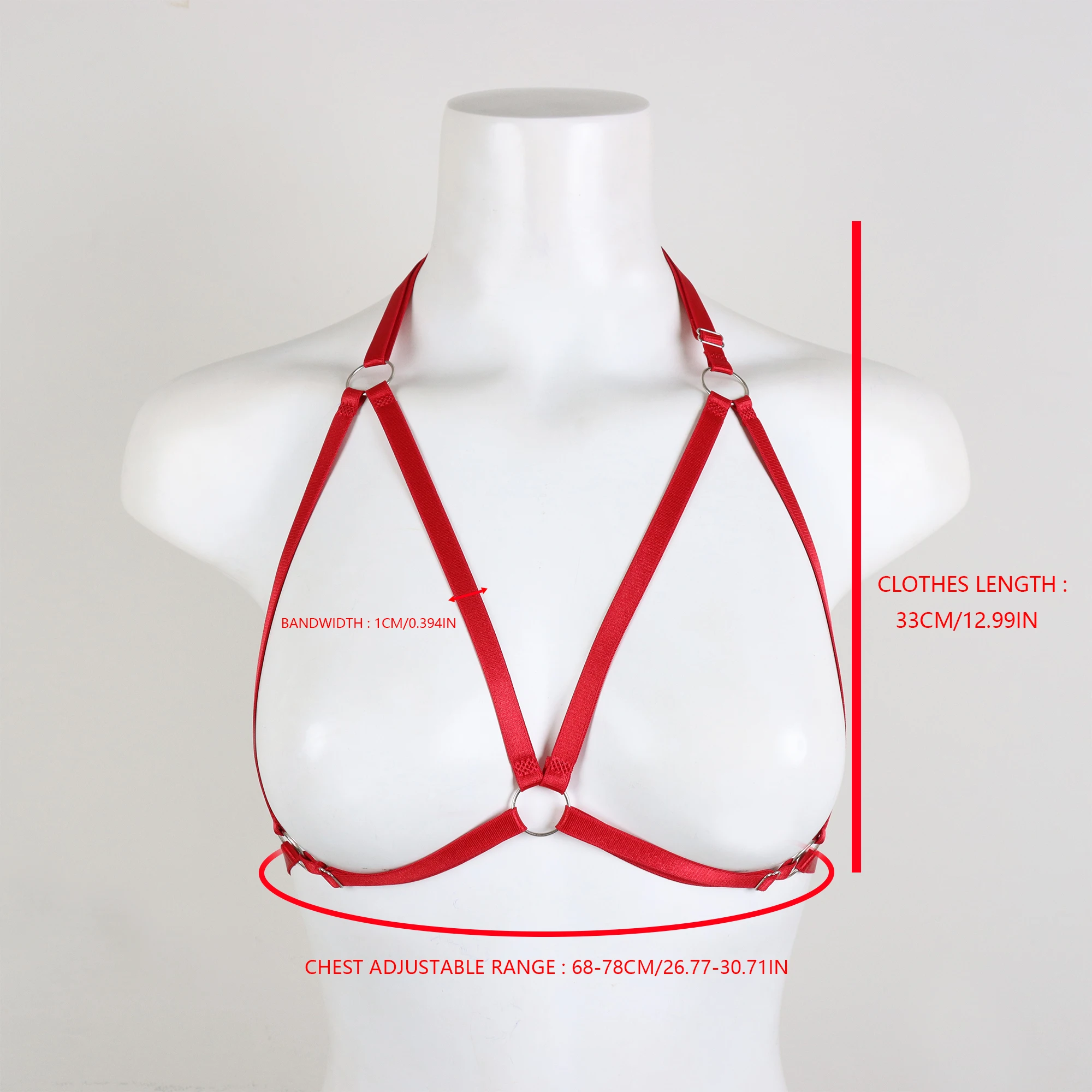 1 Stück Damen Harness-Gürtel Goth Crop Top Elastischer Riemen-BH mit Ausschnitten Neckholder-BH Bustier-Top – Detail 5