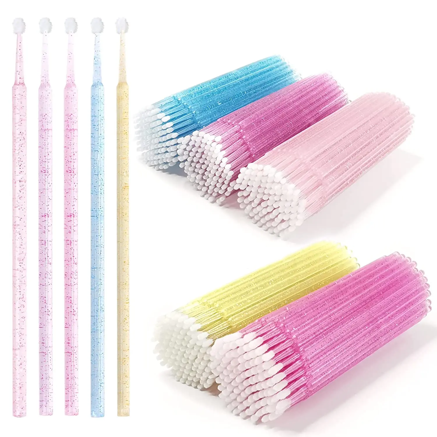 

1000pcs Crystal Micro Brushes Micro Applicator Brush Disposable Eyelash Wands swab for Eyelash Extension
