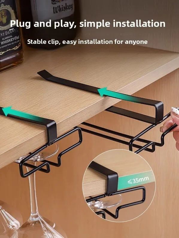 High-End Hanging Wine Glass Ra No-Punching Required Champagne Cup Holder Premium Wine Storage Organizer Nordic Sle