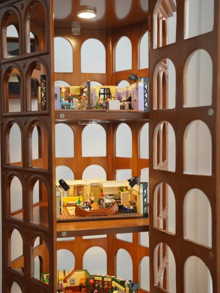 Flavi figure display cabinet, solid wood arch, hollow shape, four-layer multi-functional display case, cabinet 8