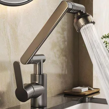 Rubinetto universale girevole a doppia modalità Braccio meccanico Lavabo Cucina Bagno Lavabo per lavabo domestico caldo e freddo Lavabo 1