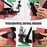 6-in-1 Chest Strap Mount Phone Clip Holder For iPhone Samsung Huawei Smartphones GoPro SJCAM AKASO Insta360 Osmo Action Camera 3