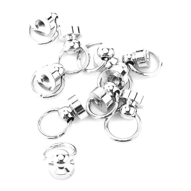

10 Rivets With Ring, Silver Brass Round Head Screw Set For Art And Leather Crafts Diy