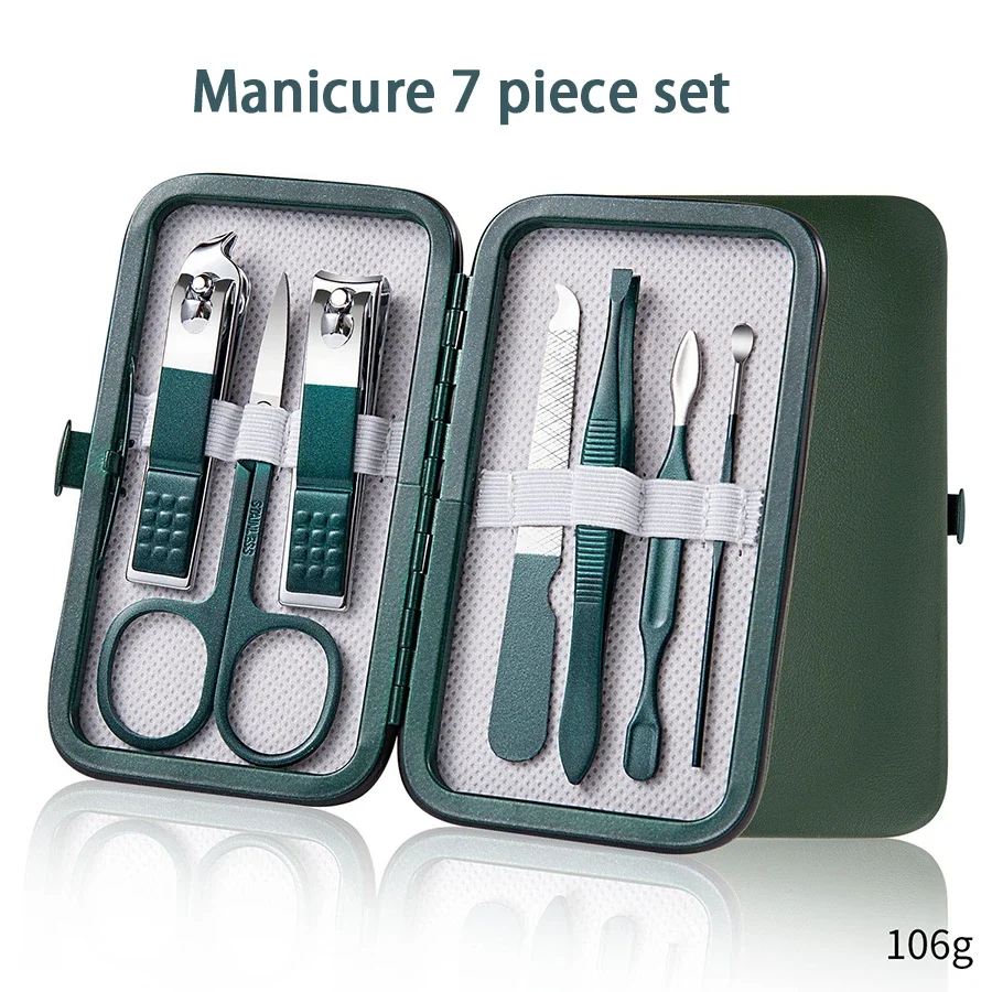 7-piece Stainless Steel Nail Clippers Ear Scoop Personal Beauty Items Outdoor Camping Gadgets
