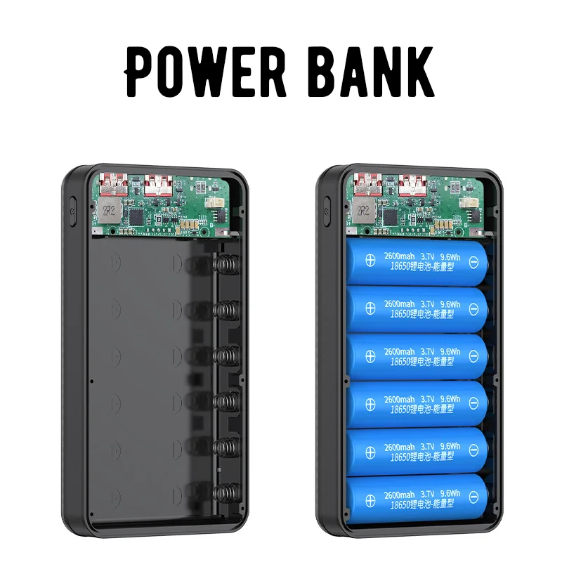 Portable Power Bank Battery Box Holder with Dual USB Charge