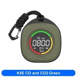 Portable Rechargeable 4-in-1 Carbon Monoxide & Dioxide Detector with LED Display and Alarm Sound (K5E CO and CO2 Green)