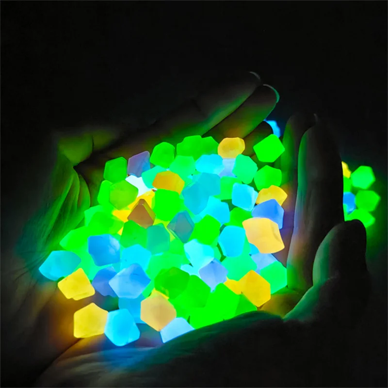 

100Pcs 10mm Garden Decoration Pebbles Luminous Stone Glow In Dark Decorative Fish Tank Aquarium Glow Stone Lawn Road Decoration