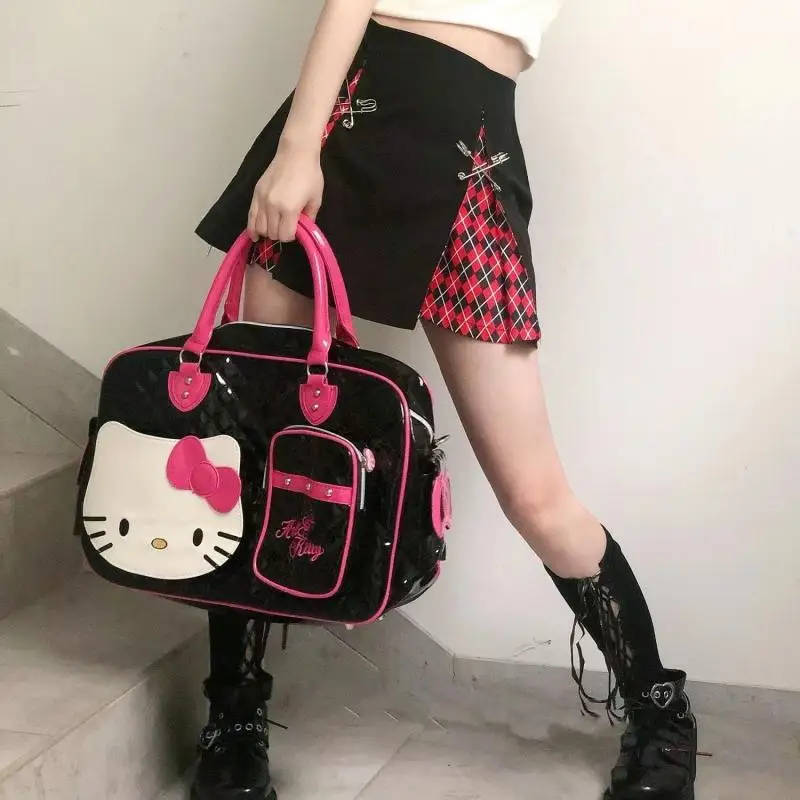 

Kawaii Sanrios Handbag Kuromi Cartoon Cute Leather All-Match Anime Portable Large-Capacity Travel Messenger Bag Girl Gift