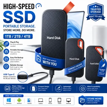 High Speed Portable SSD 1TB External Hard Drive 2TB USB3.0 Type-C Mobile Storage for Computer Phone Mac Home Office Deal 1